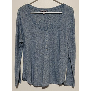 Victoria’s Secret Henley Tee Women’s Medium Heathered Blue Lightweight Top